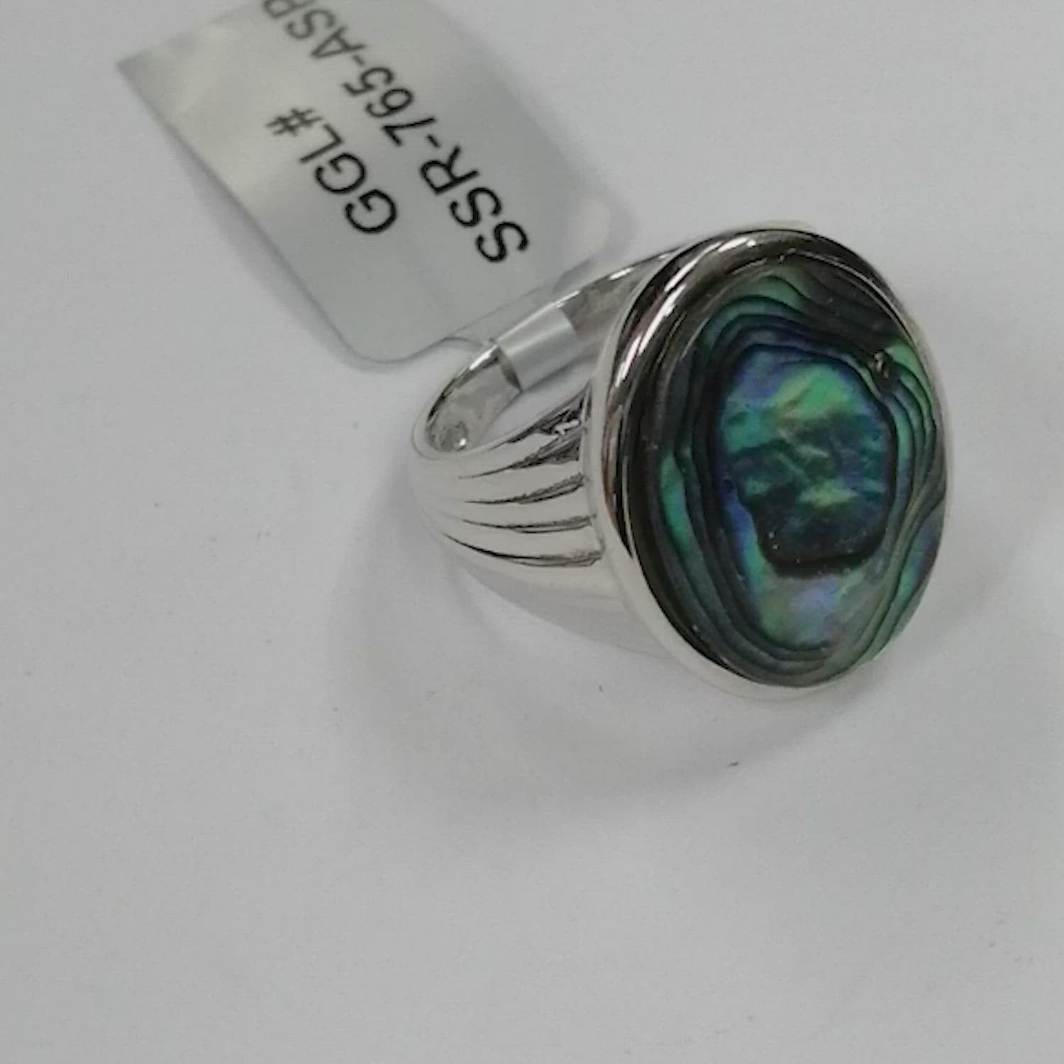 Pearlz Gallery Abalone Shell Ring for Women – 925 Sterling Silver with Rhodium Finish – Elegant Jewelry Gift for Birthdays & Anniversaries