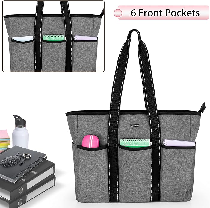 Damero Teacher Bag with Felt Organiser Insert, Teacher Utility Tote Bag with Laptop Sleeve for Work Travel School Secondary image