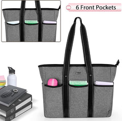 Damero Teacher Bag with Felt Organiser Insert, Teacher Utility Tote Bag with Laptop Sleeve for Work Travel School - British D'sire