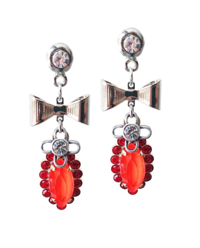 Dangle and drop earrings with orange crystals - Earrings - British D'sire