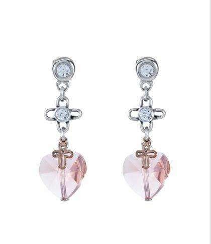 Dangle and drop earrings with peach hearts and crystals - Earrings - British D'sire
