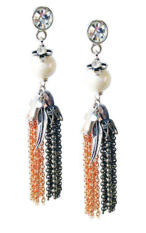 Dangle and drop earrings with tassels, pearls, Swarovski crystals and charms. Boho chic earrings, Boho chic jewelry. - earrings - British D'sire