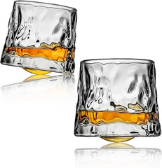 DAWNTREES Whiskey Glasses Set of 2,Wobble Personalised Whisky Tumbler, Gift for Men,Husband and Dady, Beautiful Design,for Scotch Bourbon Rum Drams Cocktails Cognac Barware… - British D'sire