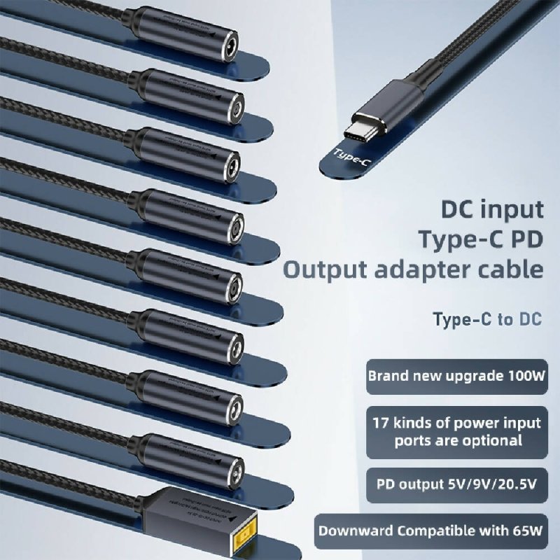 DC 5.5 x 2.1mm to USB-C / Type-C Male 100W Computer Charging Adapter Connector - Type-C Male 100W Computer Charging Adapter - British D'sire