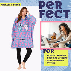 Disney Stitch Fleece Hoodie Women Teenagers Oversized Fleece Poncho Stitch Gifts for Women - British D'sire