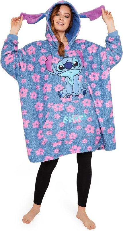 Disney Stitch Fleece Hoodie Women Teenagers Oversized Fleece Poncho Stitch Gifts for Women - British D'sire