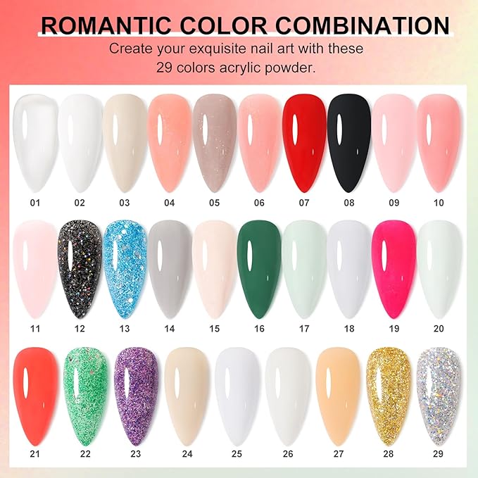 DouborQ Acrylic Nail Kit with Electric Nail Drill Nail Lamp,U V Nail Dryer Light Manicure Pen ,29 Color Acrylic Powder Starter Set Acrylic Nail Art Supplies for Beginner with Everything - British D'sire