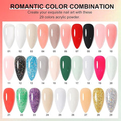 DouborQ Acrylic Nail Kit with Electric Nail Drill Nail Lamp,U V Nail Dryer Light Manicure Pen ,29 Color Acrylic Powder Starter Set Acrylic Nail Art Supplies for Beginner with Everything - British D'sire