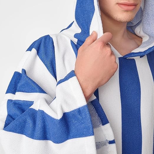 Dreamscene Striped Poncho Towel Adult Hooded Oversized Bath Beach Surf Absorbent Microfiber Quick Dry Unisex Changing Robe - Unisex Clothing's - British D'sire