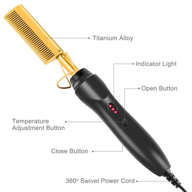 Dsfiuuy Hot Comb Wet Dry Hair Use Hair Curling Iron Straightener Eco-Friendly Electric - Hair Care & Styling - British D'sire