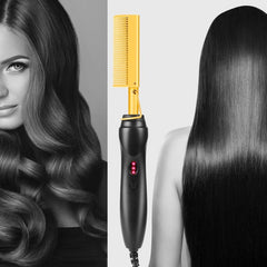 Dsfiuuy Hot Comb Wet Dry Hair Use Hair Curling Iron Straightener Eco-Friendly Electric - Hair Care & Styling - British D'sire