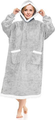 DUCHIFAD Wearable Blanket Hoodie, Oversized for Women Men and Adult, 47.2in/120cm - Flannel, Fleece, Polyester - Giant Warm Cozy Blanket Sweatshirt for Gift, - British D'sire