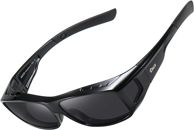 DUCO Men's and Women's Polarised Wrap Around Fit-Over Sunglasses over Prescription Glasses 8953 - British D'sire