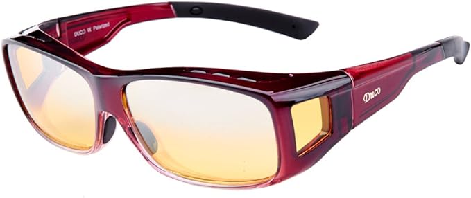 DUCO Polarised Night Driving Over Glasses Wrap Around Be Worn Over Prescription Eyewear Polarized Night Vision 8953Y - British D'sire