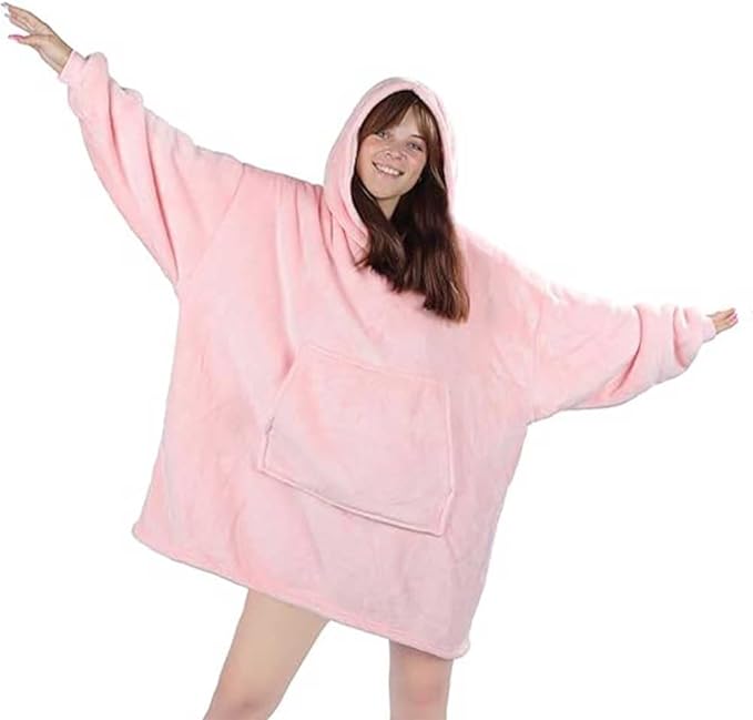 Kato Tirrinia Oversized hoodiedeken, warm cadeau voor vrouwen, knusse sherpatrui, zachte, draagbare fleecedeken, enorme hoodie met voorzak voor volwassenen, mannen, vrienden, Grijs