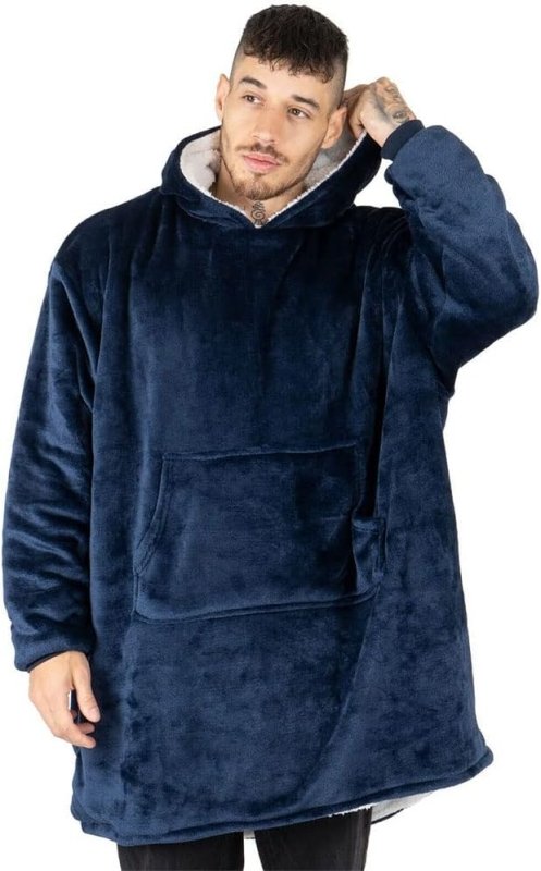 EAHOME Oversized Hoodie Sweatshirt Blanket XL, Super Warm Sherpa Giant Hoodie, Wearable Blanket Sweatshirt with Pocket, One Size for Adults Men Women Kid Younger - British D'sire