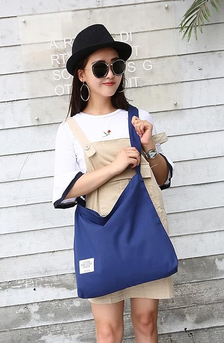 Ecohaso Women’s Hobo Bag, Canvas Handbag Crossbody Bag Beach Bag Simple Shoulder Bag Ladies Large Cotton Tote Handbag Girls Shopping Bag for Travel Daily - British D'sire