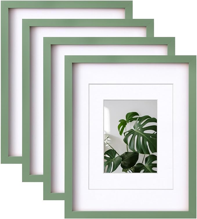 EGOFINE 10x8 Photo Frames Set of 4, Solid Wood Picture Frames for Tabletop and Wall Mounting, White - British D'sire