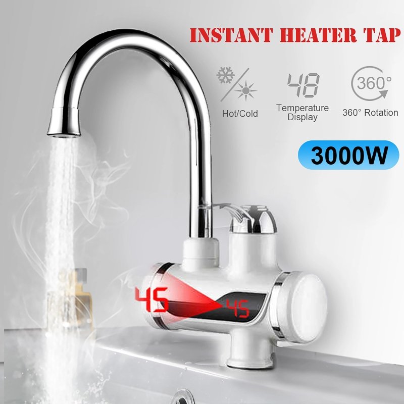 Electric Water Heater Tap Kitchen Instant Tankless Instantaneous Water Heater Heating Instant Device 360 Rotate Hot Water Faucet - Bottles & Thermos - British D'sire