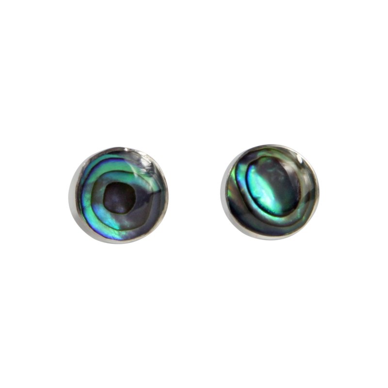 Elegant bezel set shell and coral circle studs in sterling silver - Earrings - British D'sire Main image