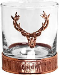 English Pewter Company Copper Stag Head Whisky Glass Tumbler with Pewter Base [STAG200] - British D'sire
