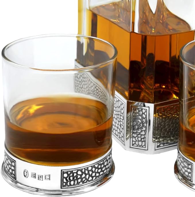 English Pewter Company Manhattan Whisky Tumbler Glass with Pewter Base [DEC014] - British D'sire
