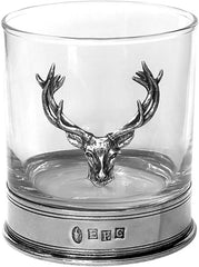 English Pewter Company Stag Head Whisky Glass Tumbler with Pewter Base [STAG104] - British D'sire