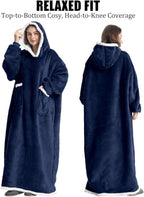 Extra Long Hoodie Blanket, Oversized Sherpa Hoodie Blanket for Women and Men, Wearable Blanket Hoodie with Sleeves and Giant Pocket - British D'sire