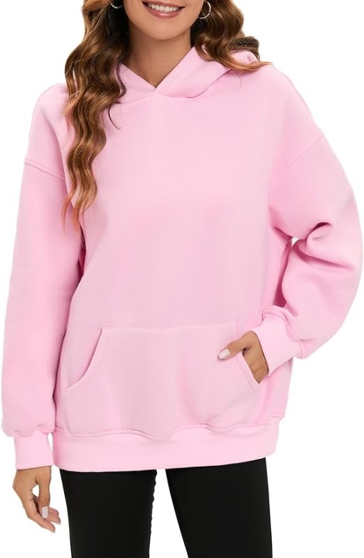 Famulily Ladies Oversized Hoodies Pullover Long Sleeve Sweatshirt Autumn Winter Thermal Fleece Tops with Pockets - British D'sire