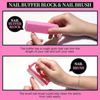 FANDAMEI 12 Pcs Nail Files Set, Nail Buffer Blocks with Cuticle Remover- Cuticle Nippers Cuticle Pusher, Nail File and Buffer Set for Manicure & Pedicure Tools, 100/180 Nail Files for Natural Nails - British D'sire