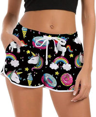 Fanient Women Swim Shorts | 3D Graphic Beach Shorts | Summer Swimwear Novelty Workout Gym Sport Pants - Women's Shorts and tops Sets - British D'sire