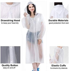 Fantalon Raincoat, [2 Pack] Portable EVA Rain Coats Reusable Rain Poncho with Hood and Elastic Cuff Sleeves for Men & Women - British D'sire