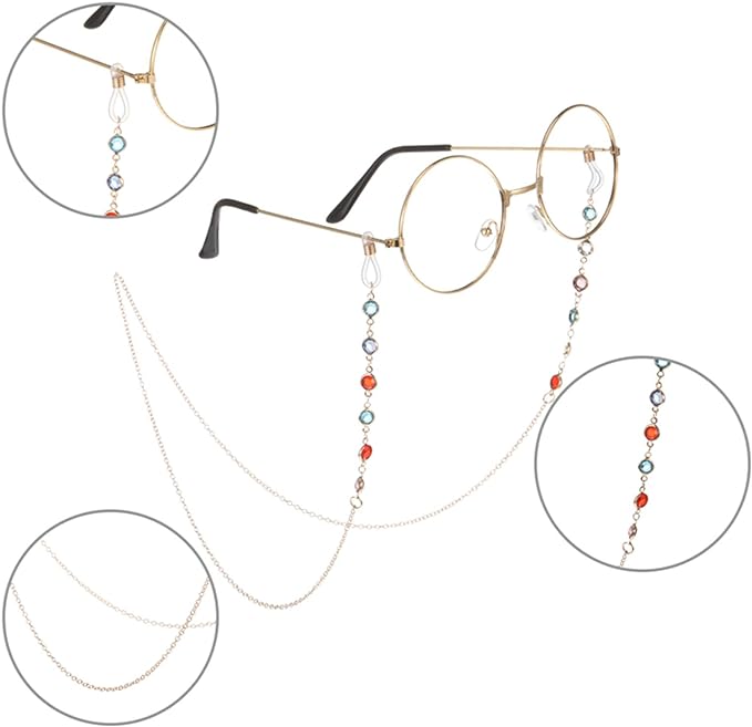 FANTESI 2 Pcs Eyeglasses Chain, Glasses Chain Bead Glasses Strap Spectacle Chain Glasses Cord Sunglasses Strap Lanyard Eyewear Strap for Women Sports - British D'sire