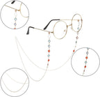 FANTESI 2 Pcs Eyeglasses Chain, Glasses Chain Bead Glasses Strap Spectacle Chain Glasses Cord Sunglasses Strap Lanyard Eyewear Strap for Women Sports - British D'sire