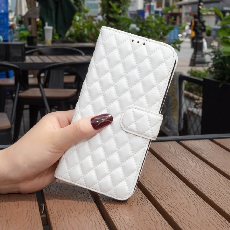 For iPhone 15 Diamond Lattice Wallet Flip Leather Phone Case(White) - 15 Diamond Lattice Wallet Flip Leather Phone Case - British D'sire