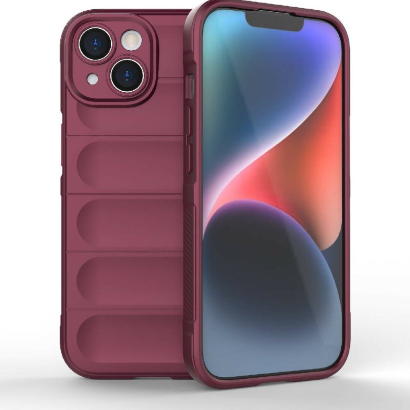 For iPhone 15 Magic Shield TPU + Flannel Phone Case(Wine Red) - iPhone 15 case - British D'sire Main image