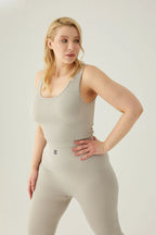 Form & Grace Ribbed Seamless Sports Top With Panel Details Dove Grey - Womens Tees & Blouses - British D'sire