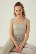 Form & Grace Ribbed Seamless Sports Top With Panel Details Dove Grey - Womens Tees & Blouses - British D'sire