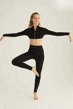 Form & Grace Seamless Ribbed Leggings With Contrast Zip Black - Gym Leggings - British D'sire