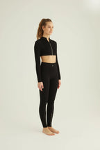 Form & Grace Seamless Ribbed Leggings With Contrast Zip Black - Gym Leggings - British D'sire