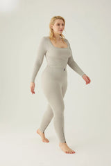 Form & Grace Seamless Ribbed Leggings With Contrast Zip Dove Grey - Gym Leggings - British D'sire