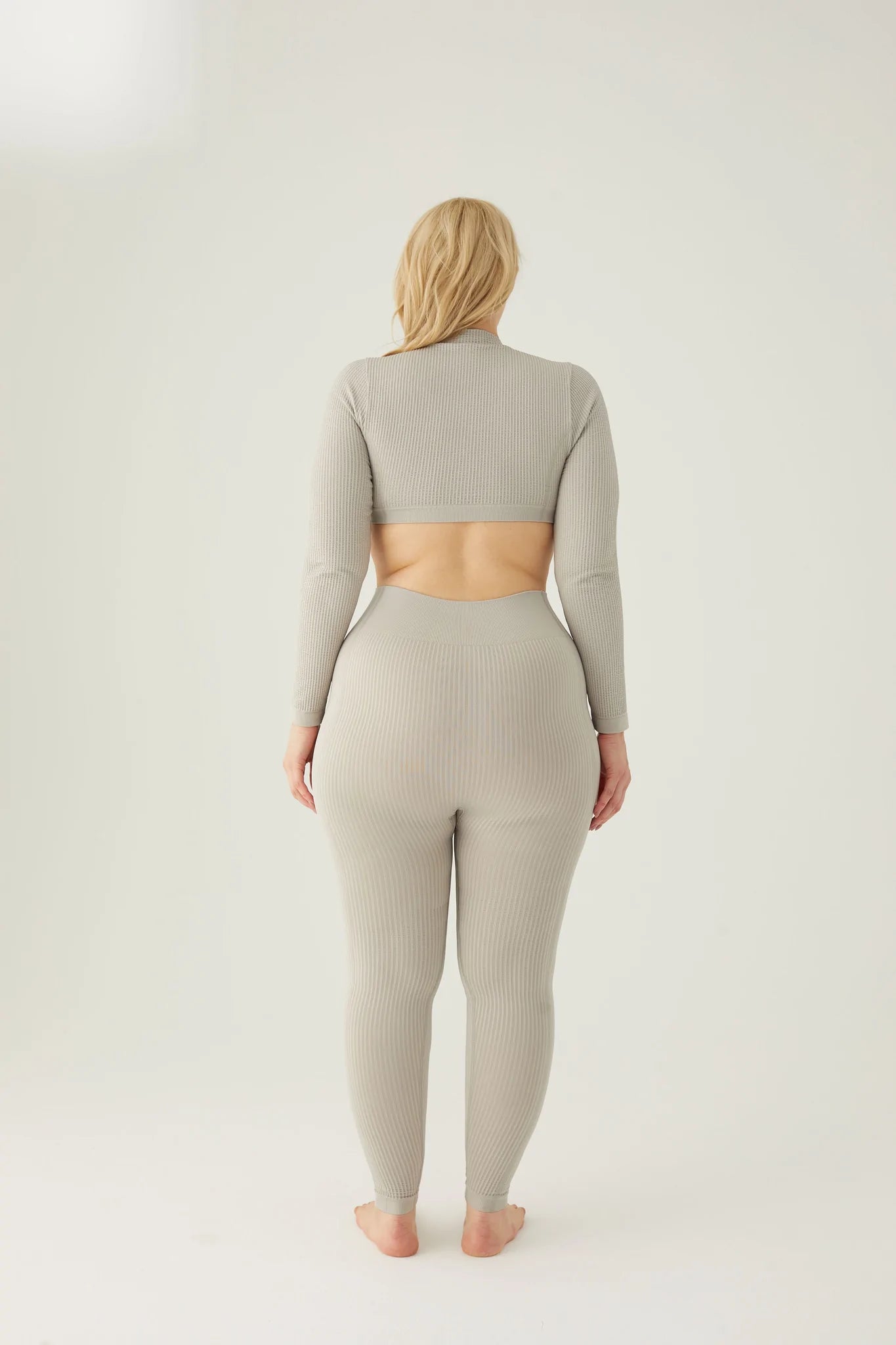 Form & Grace Seamless Ribbed Leggings With Contrast Zip Dove Grey - Gym Leggings - British D'sire
