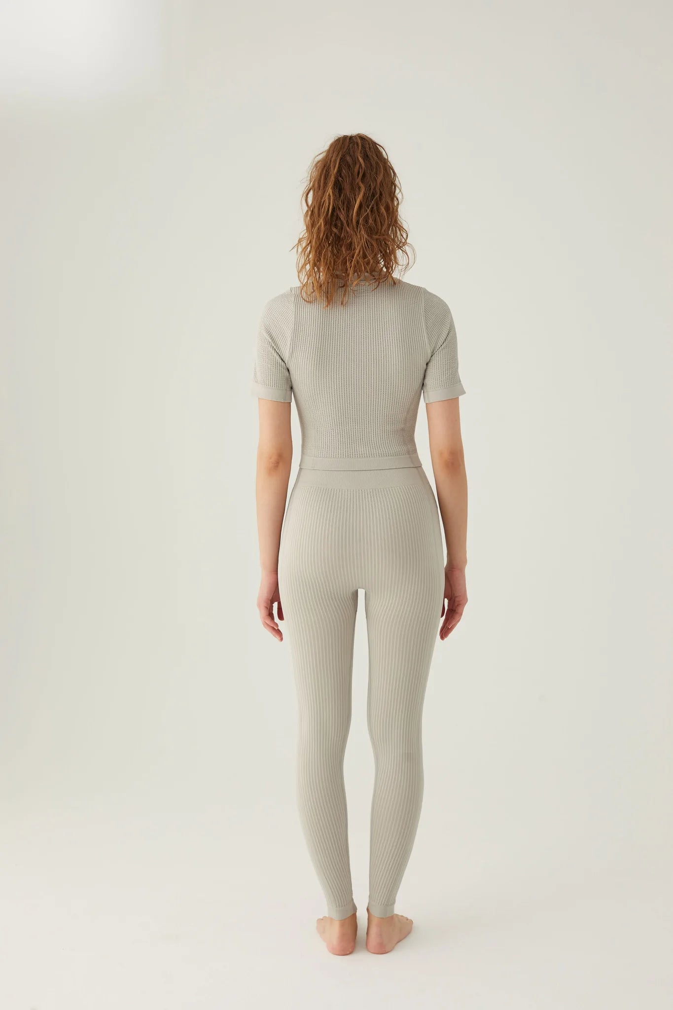 Form & Grace Seamless Ribbed Leggings With Contrast Zip Dove Grey - Gym Leggings - British D'sire