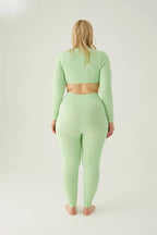 Form & Grace Seamless Ribbed Leggings With Contrast Zip Pistachio - Gym Leggings - British D'sire