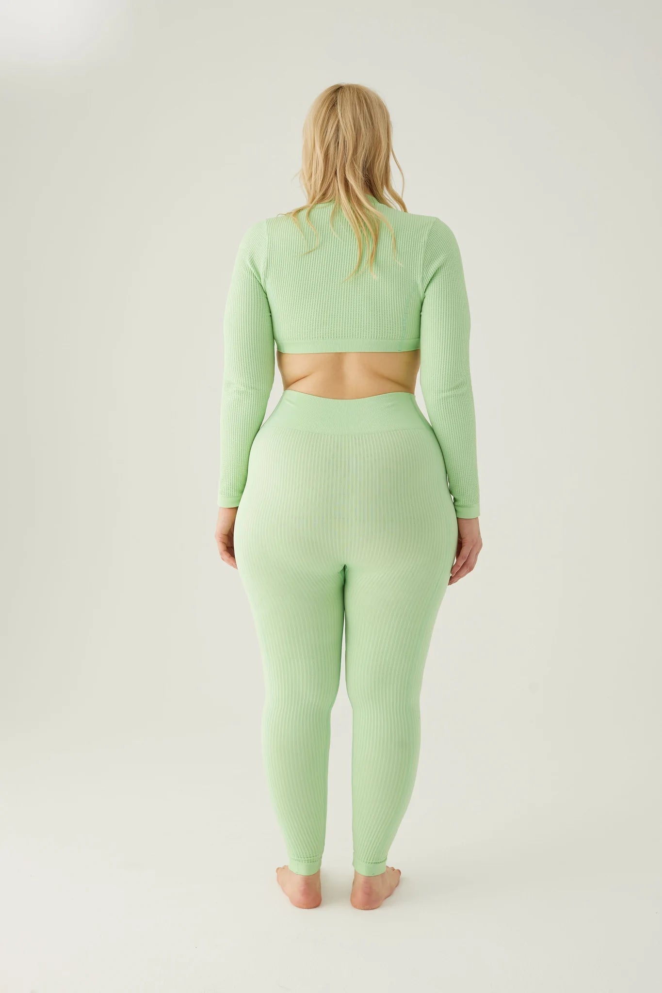 Form & Grace Seamless Ribbed Leggings With Contrast Zip Pistachio - Gym Leggings - British D'sire