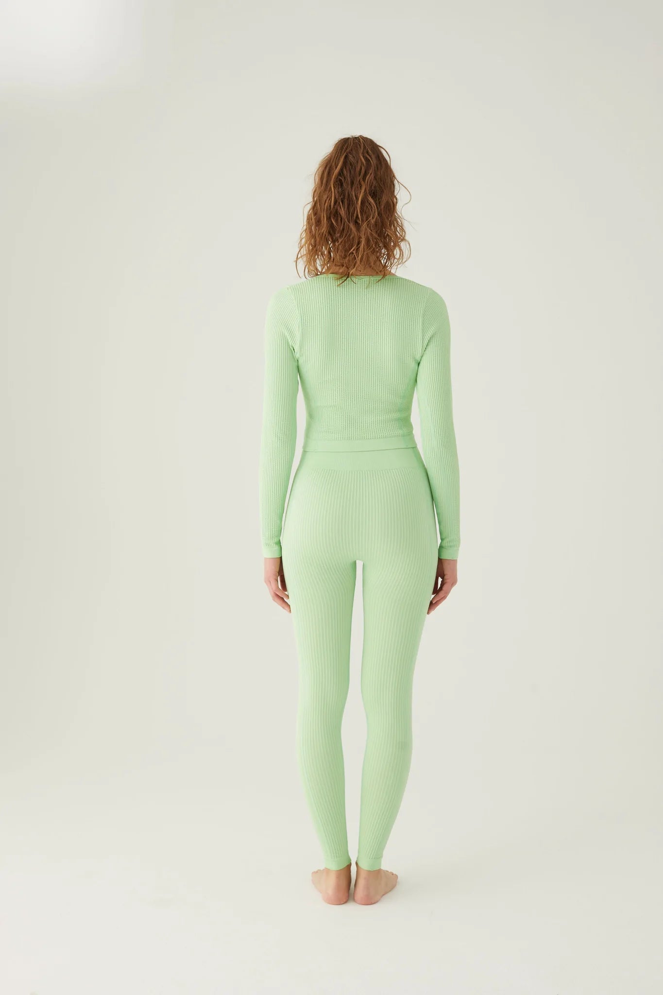 Form & Grace Seamless Ribbed Leggings With Contrast Zip Pistachio - Gym Leggings - British D'sire