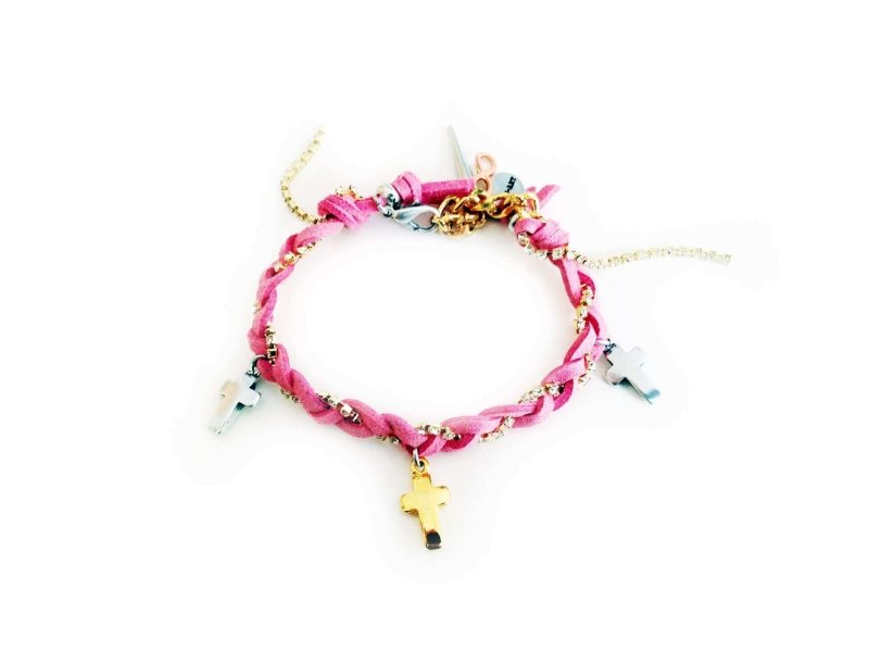 Friendship bracelet with golden crosses | Coachella bracelets | Boho chic bracelets | Hippie Bracelets - Bracelets - British D'sire