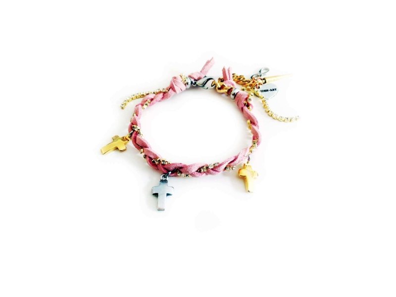 Friendship bracelet with golden crosses | Coachella bracelets | Boho chic bracelets | Hippie Bracelets - Bracelets - British D'sire
