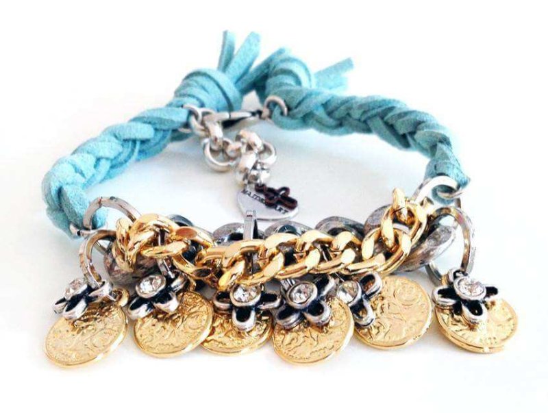 Friendship wraparound bracelets with Swarovski crystals and burnished gold coins charms. Boho bracelets, Italian bracelets. - bracelet, bracciale - British D'sire