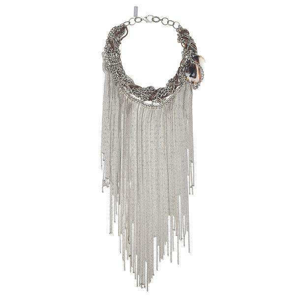 Fringes Statement Necklace with Agate Stone. - Necklaces - British D'sire
